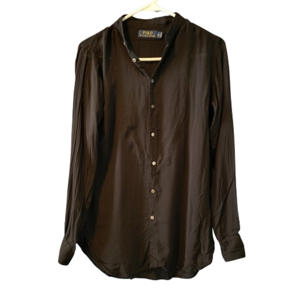 Polo Ralph Lauren Black Long Sleeve Light Weight Button Down Shirt Women's Small